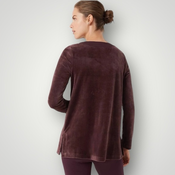 J. JILL Pure Jill‎ Satin-Neckline Velour Tunic | Pinot | Size XL - Picture 3 of 6